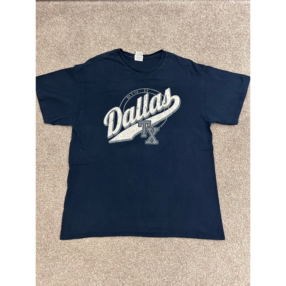 Delta Dallas TX Graphic T Shirt Mens Large Navy Blue Excellent Big D Distressed